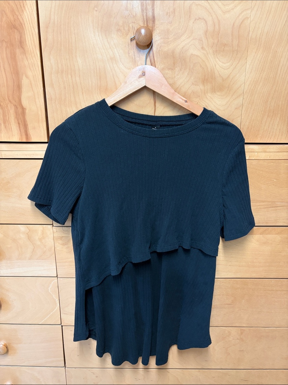 SHEIN NWOT Women’s Black Layered Nursing/Maternity Short-Sleeve Top
